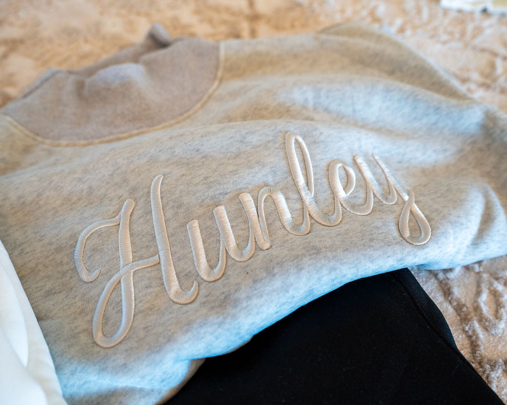 EMBROIDERED HUNLEY MOCK NECK